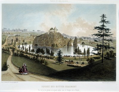 Pariisin muodonmuutokset toisen imperiumin aikana, Haussmann Paris. Buttes Chaumontin puutarha tekijältä Unknown artist