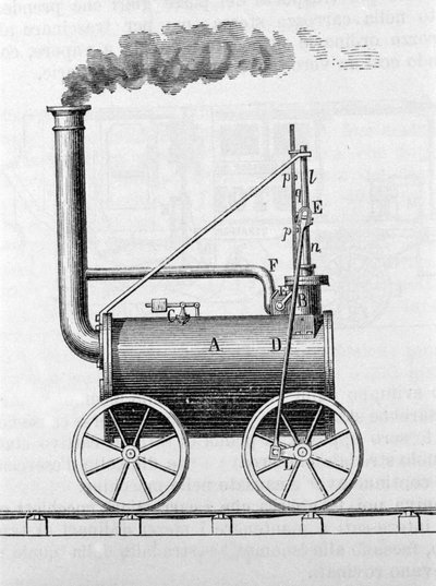 Trevithick-veturi. 1800-luvun kaiverrus. tekijältä Unknown artist