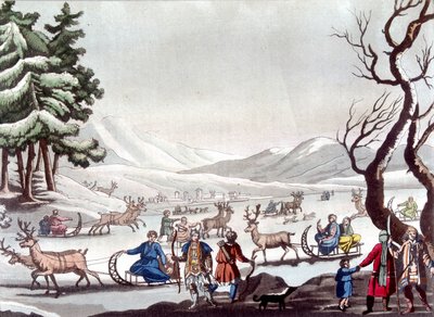 Tunguses, Siperia. Piirustus Cartelli. Pariisin koristetaiteen kirjasto. "" Vanha ja moderni puku"" tekijältä Unknown artist