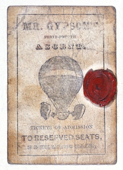 Kahden shillingin lippu varatuille paikoille "Mr Gypsumin 44. nousussa", 1. lokakuuta 1841 tekijältä Unknown artist