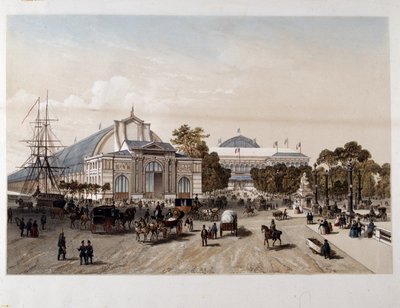 Vuoden 1855 yleisnäyttely: Teollisuuspalatsi - Litografia tekijältä Unknown artist
