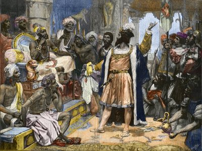 Vasco da Gama toimittaa Portugalin kuninkaan Manuelin kirjeen Calicutin samorimille - maalauksen jälkeen, n. tekijältä Unknown artist