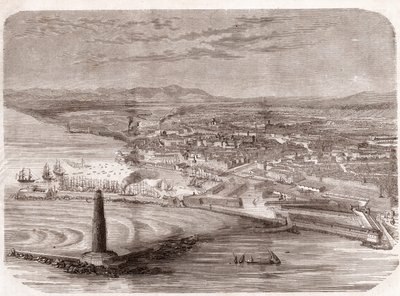 Näkymä Livornoon (Livorno - Toscana - Toscana) - Toscana - kaiverrus 1860 tekijältä Unknown artist