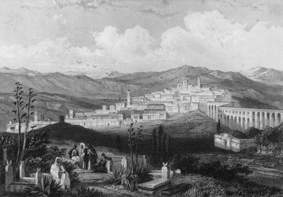 Näkymä Medeahiin, muinaiseen roomalaiseen linnoitukseen, Algeriassa 1800-luvulla, "L
