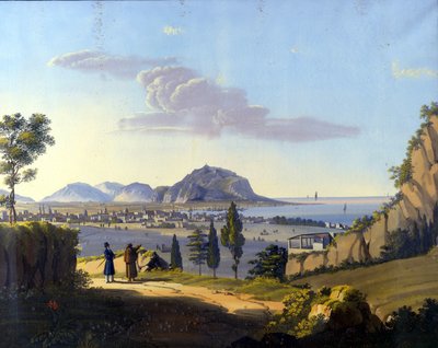 Näkymä Palermoon Santa Maria del Gesun luostarin Eremitaašista. Anonyymi maalaus 1800-luvulta. tekijältä Unknown artist