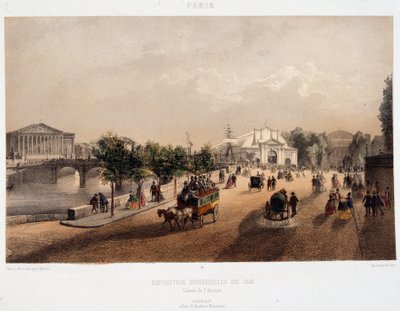 Näkymä vuoden 1855 yleisnäyttelystä Pariisissa Ranskassa - Litografia tekijältä Unknown artist