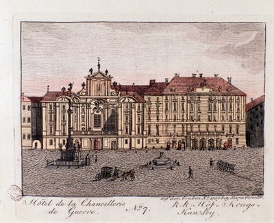 Näkymä Wienin War Chancery -hotellista. Itävalta Kaiverrus vuodelta 1815 Yksityinen kokoelma tekijältä Unknown artist