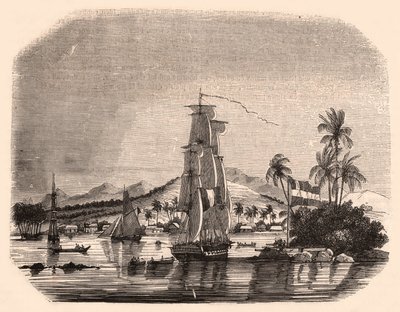 Näkymä Papeeten lahdelle ja korttelin Queen, Tahiti, Ranskan Polynesia ja etualalla purjeveneet ja veneet tekijältä Unknown