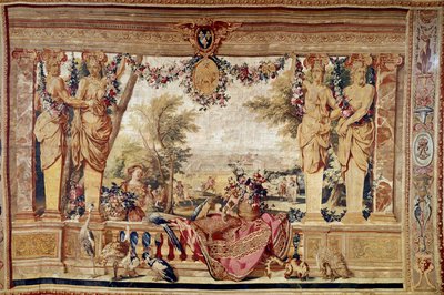 Näkymä Vincennesin linnalle. 1600-luvun kuvakudos. Pariisi, kansalliset huonekalut tekijältä Unknown artist