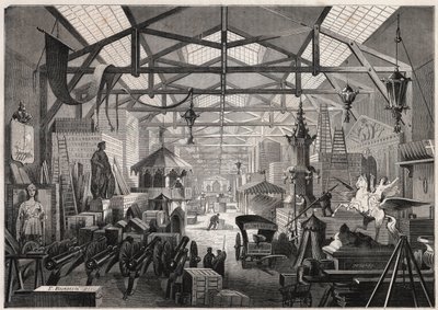 Näkymä julkisia juhlia järjestävän yrityksen Eugene Delessert rakennustyöpajoista, avenue Dauphine a Paris - Kaiverrus ”” Le Monde Illustré”” tekijältä Unknown artist