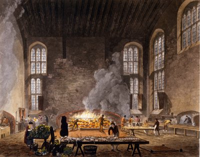 Näkymä Oxfordin yliopiston Christ Churchin keittiöistä. 1850 tekijältä Unknown artist