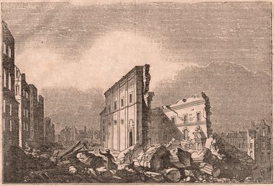 Näkymä St Paulin raunioista vuoden 1755 maanjäristyksen jälkeen, Lissabon, Portugali tekijältä Unknown