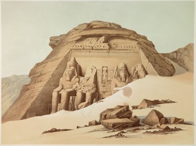 Näkymä Abu Simbelin temppelistä. Egypti. Kuva 1800-luvulta. Pariisi, Ranskan korkeakoulu tekijältä Unknown artist