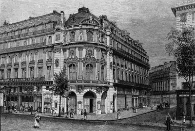 Näkymä Theatre du Vaudeville Pariisissa. tekijältä Unknown artist