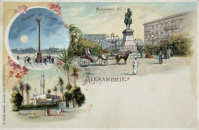 Näkymät Aleksandriaan - postikortti, 1800-luvun loppu tekijältä Unknown artist