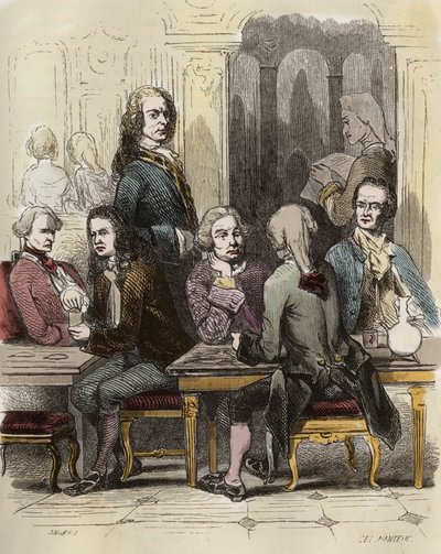 Voltaire Procope-kahvilassa Pariisissa tekijältä Unknown artist