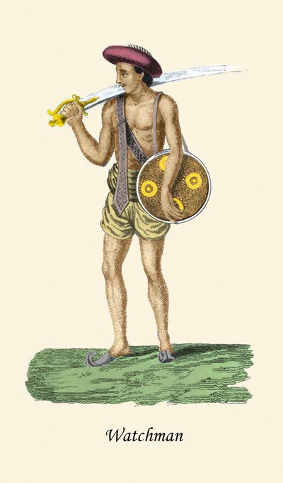 Vartija miekan ja kilven kanssa tekijältä Unknown Artist