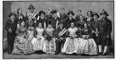 Wendiläiset häät (Wends) - kaiverrus 1897 - Wendes (Itä-Saksassa asuvat slaavilaiset) tekijältä Unknown artist