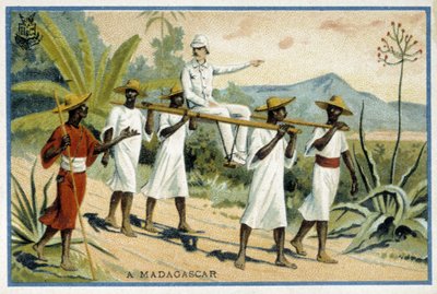 Valkoinen kaksoispiste pyörätuolissa, Madagaskar - Chromo tekijältä Unknown artist