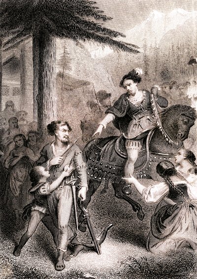 William Tellin sanotaan ampuneen ulosottomies Gessleriä isänmaalliseen sveitsiläiseen legendaan tekijältä Unknown artist