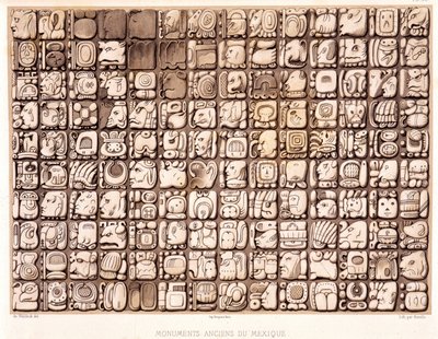 Kirjoitustaulu - teoksessa "Meksikon muinaiset monumentit: Palenqué ja muut Meksikon muinaisen sivilisaation rauniot", Brasseur de Bourbourg, Pariisi tekijältä Unknown artist