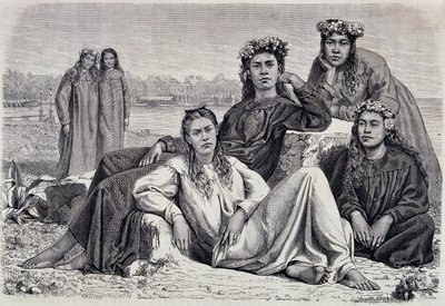 Tahitin nuoret naiset - "" Le Tour du Mondessa"" tekijältä Unknown artist