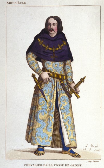 Chevalier de la Cosse de Genet posterieurin puku vuodelle 1365. kaiverrus vuodelta 1830 tekijältä Unknown artist