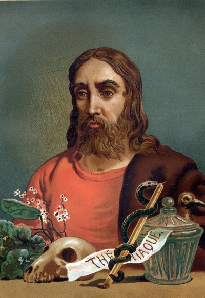 muotokuva Claudius Galenuksesta (Claudius Galenus tai Claudius Galenus tai Claudius Galenus tai Galenus, v. 131 - v. 201), kreikkalainen lääkäri. Louis Figuierin "Tiede ja sen miehet" jälkeen. Barcelona 1881 tekijältä Unknown artist