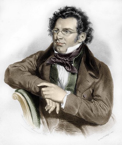 muotokuva Franz Schubertista (1797-1828), itävaltalaisesta säveltäjästä. tekijältä Unknown artist