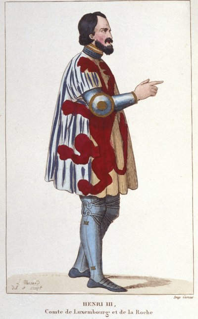 muotokuva Henrik III:sta Luxemburgin kreivi (1247 - 1284). Kaiverrus vuodelta 1830. tekijältä Unknown artist