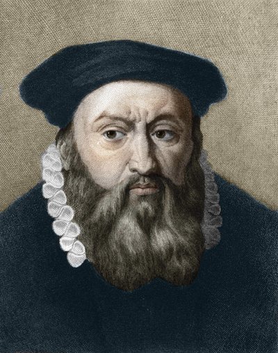 ranskalaisen uskonnonuudistajan ja kirjailijan Jean Calvinin (1509-1564) muotokuva. tekijältä Unknown artist