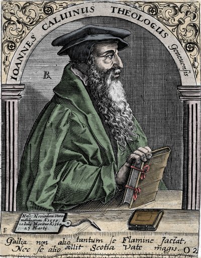 ranskalaisen uskonnonuudistajan ja kirjailijan Jean Calvinin (1509-1564) muotokuva. tekijältä Unknown artist