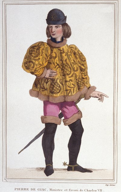 Pierre de Giacin muotokuva, Charles VII:n suosikki, ministeri ja valtiovarainintendentti. Kaiverrus vuodelta 1830 tekijältä Unknown artist