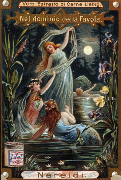 Nereidien, merinymfien esitys. 1800-luvun kromolitografia tekijältä Unknown artist