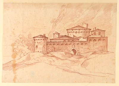 Piirustus, linna vuoristossa, 1810-1830 tekijältä Unknown artistUnknown artist