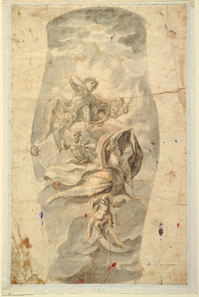 Piirustus, kattokuvio, jossa Apollo, n. 1780. tekijältä Unknown artistUnknown artist