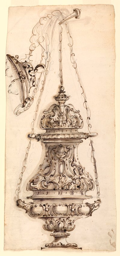Piirustus, suitsukekannu, 1730-60 tekijältä Unknown artistUnknown artist