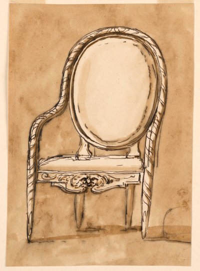 Piirustus, tuoli, 1780-1790 tekijältä Unknown artistUnknown artist