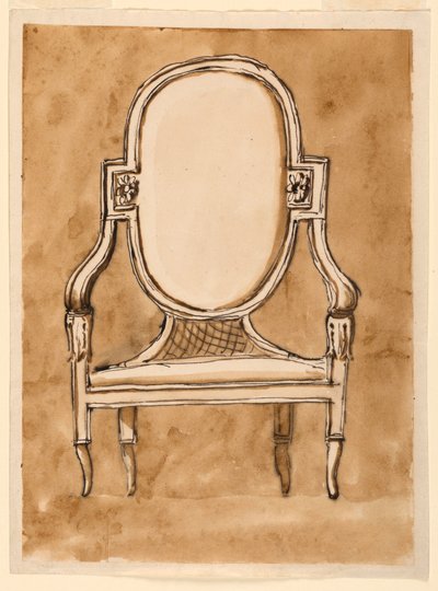 Piirustus, tuoli, 1780-90 tekijältä Unknown artistUnknown artist