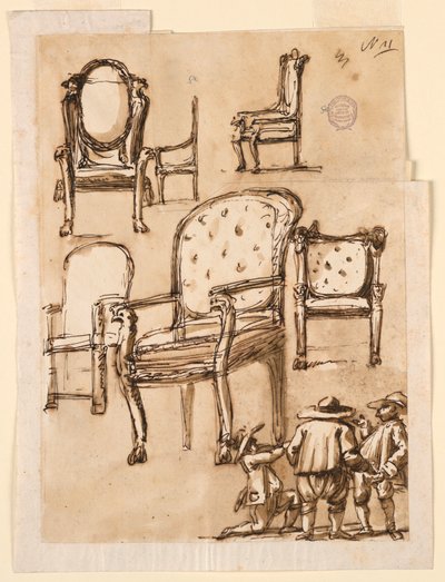Piirustus, tuolit, 1780-1790 tekijältä Unknown artistUnknown artist
