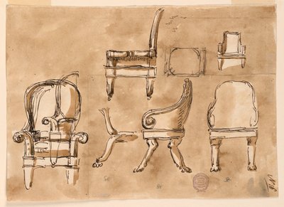 Piirros, tuolit, n. 1800 tekijältä Unknown artistUnknown artist