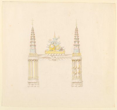 Piirustus, savupiippu, musiikkihuoneen länsiseinä, n. 1820. tekijältä Unknown artistUnknown artist
