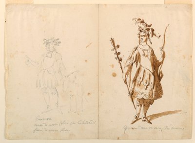 Piirustus, pukusuunnittelu: n. 1720. tekijältä Unknown artistUnknown artist