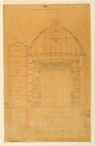 Piirros, poikkileikkaus Pariisin Théâtre de l