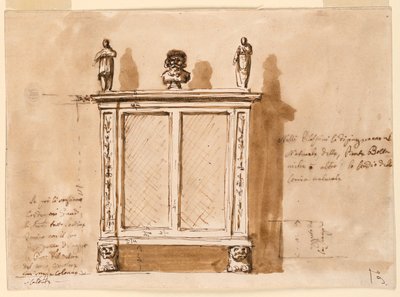 Piirustus, kaappi, 1790-1810 tekijältä Unknown artistUnknown artist