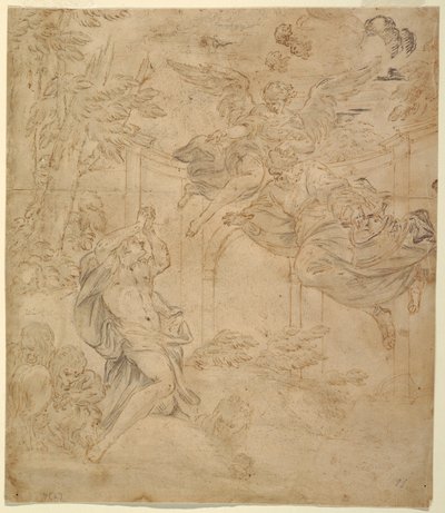 Piirros, Daniel leijonan luolassa, n. 1630-40. tekijältä Unknown artistUnknown artist