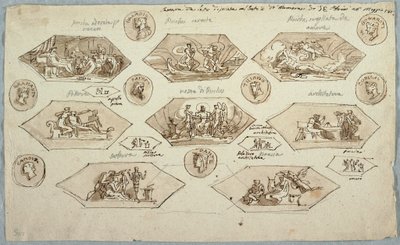 Piirustus, Makuuhuoneen katon koristelu Villa Aldinissa, Montmorency, 1813. tekijältä Unknown artistUnknown artist