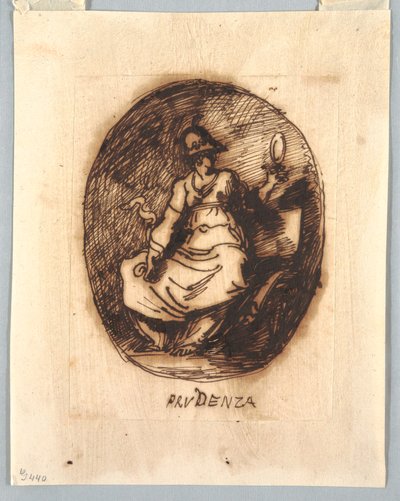 Piirustus, Koristeellinen projekti, jossa on Prudence soikeassa ovaalissa, n. 1780. tekijältä Unknown artistUnknown artist