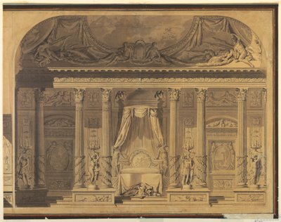 Piirustus, Makuuhuoneen suunnitelma, Hotel de Mailly-Nesle, Pariisi, 1770-80. tekijältä Unknown artistUnknown artist