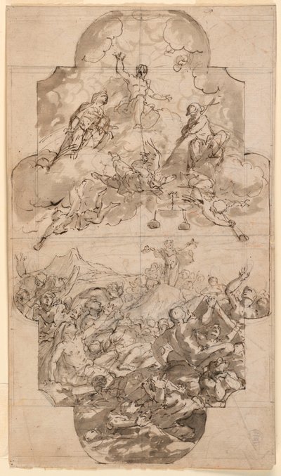 Piirustus, Kirkon kattosuunnitelma, 1700-1750 tekijältä Unknown artistUnknown artist